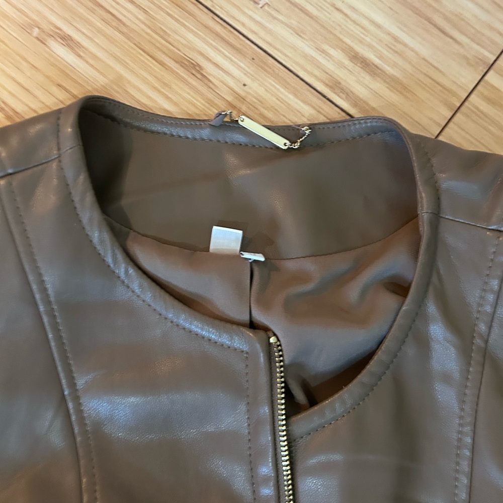 Chicos  Taupe Faux  Leather Jacket - Picture 4 of 6